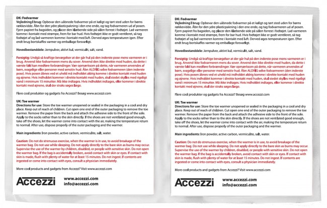 Accezzi Fodvarmer, 10 par