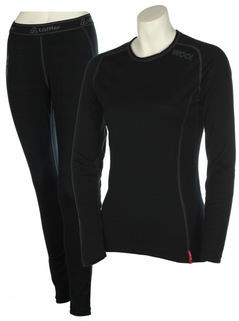 L�ffler skiundert�j s�t, merino uld, dame