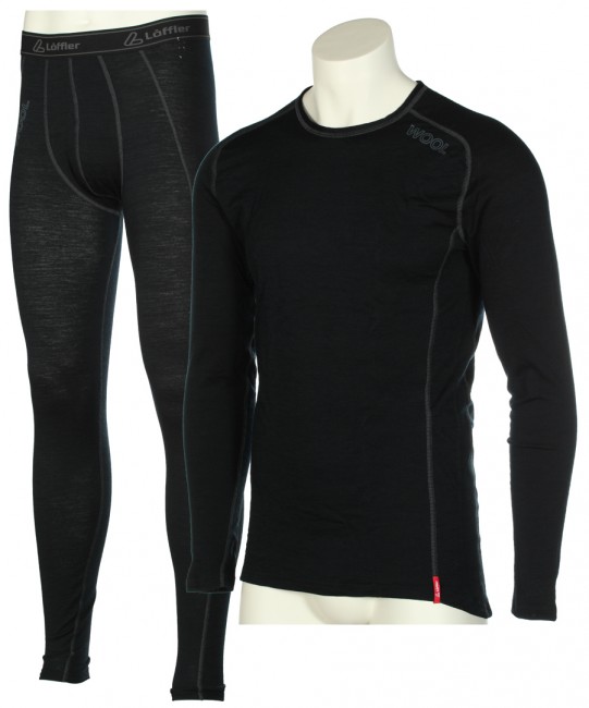 L�ffler skiundert�j s�t, merino uld, herre