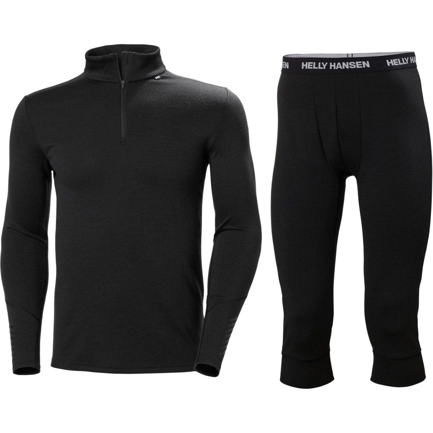 Helly Hansen Lifa Merino Midweight 1/2 Zip / 3/4 Pant Set, herre, sort - DKK 869 - Spar 35%