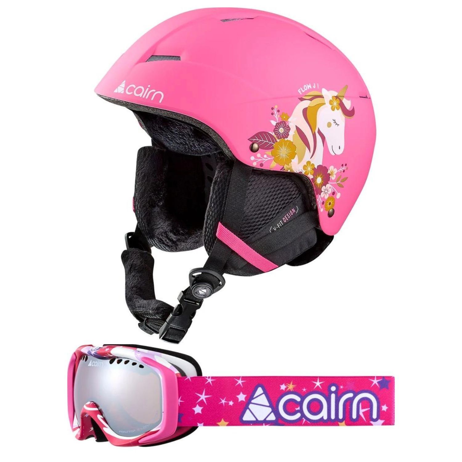 Cairn Helm/Skibrille/Tube, Junior set, Pink Unicorn