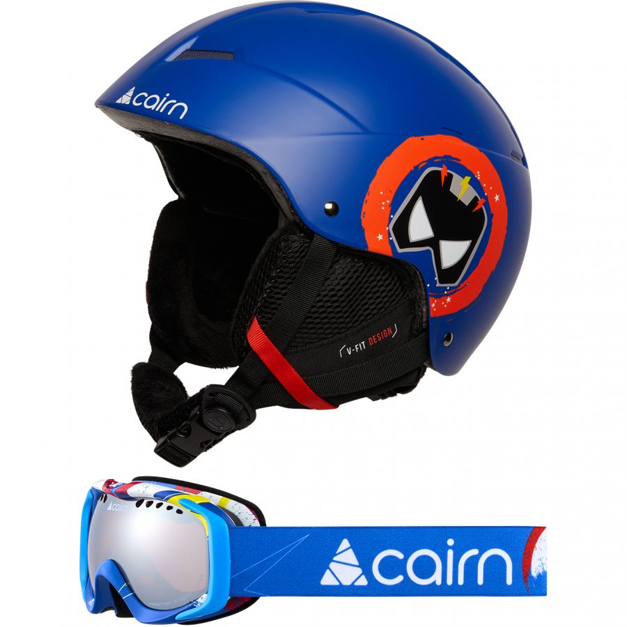 Cairn Flow/Friend, skihjelm + skibriller, sæt, junior, blå