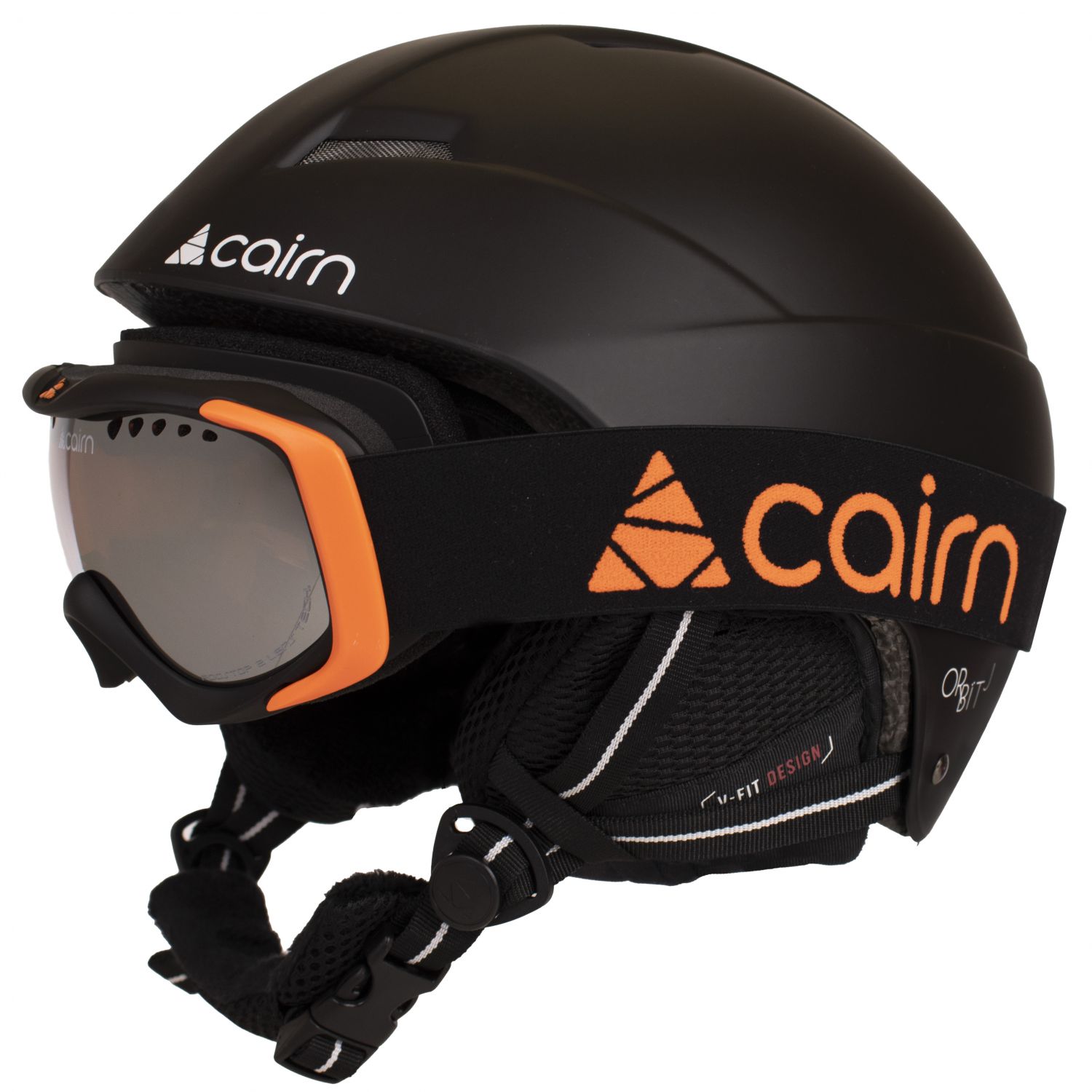 Cairn Orbit/Booster, skihjelm + skibriller, sæt, junior, sort