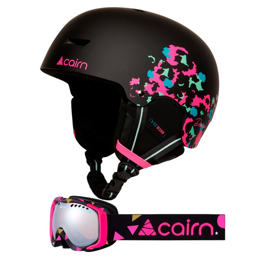 Cairn Darwin, Skihjelm + Skibriller, Sett, Junior, svart/rosa