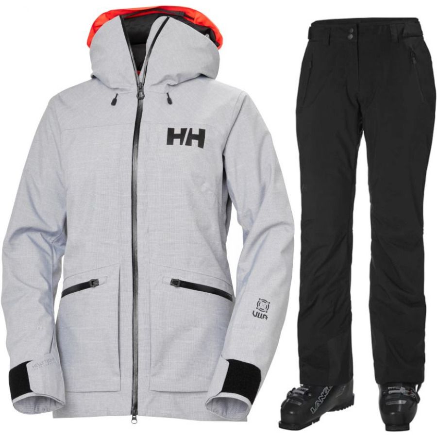 Helly Hansen Powderqueen/Legendary skisæt, dame, lysegrå/sort - DKK 3.449 - Spar 38%