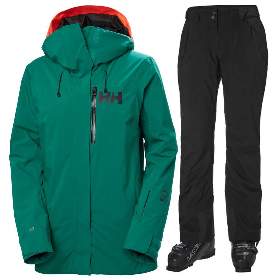 Helly Hansen Powshot/Legendary Skiset, Damen, groen/zwart