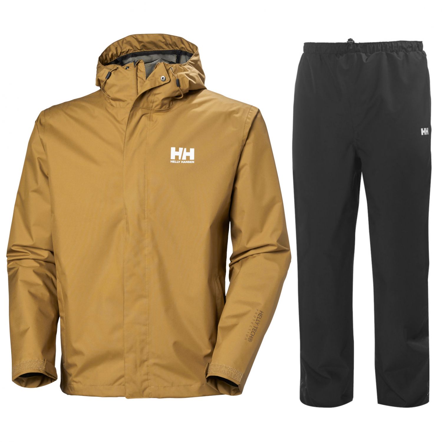 Helly Hansen Seven J, zestaw przeciwdeszczowy, męski, złota/czarny