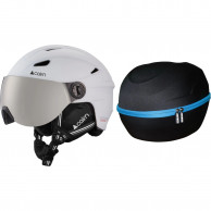 Cairn Impulse Visor junior, Skihelm mit Visier, weiß + Accezzi Cortina, helmcase 