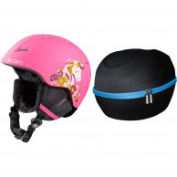 Cairn Flow, Skihelm, Junior, Pink Unicorn + Accezzi Cortina, helmcase 