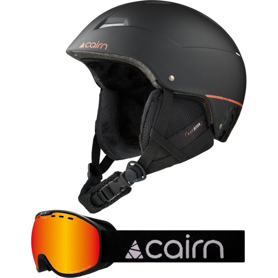 Cairn Flow, Skihelm + Skibrille, Set, schwarz