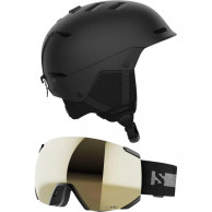 Salomon Husk, skihelm + Radium Sigma skibril, set, swart