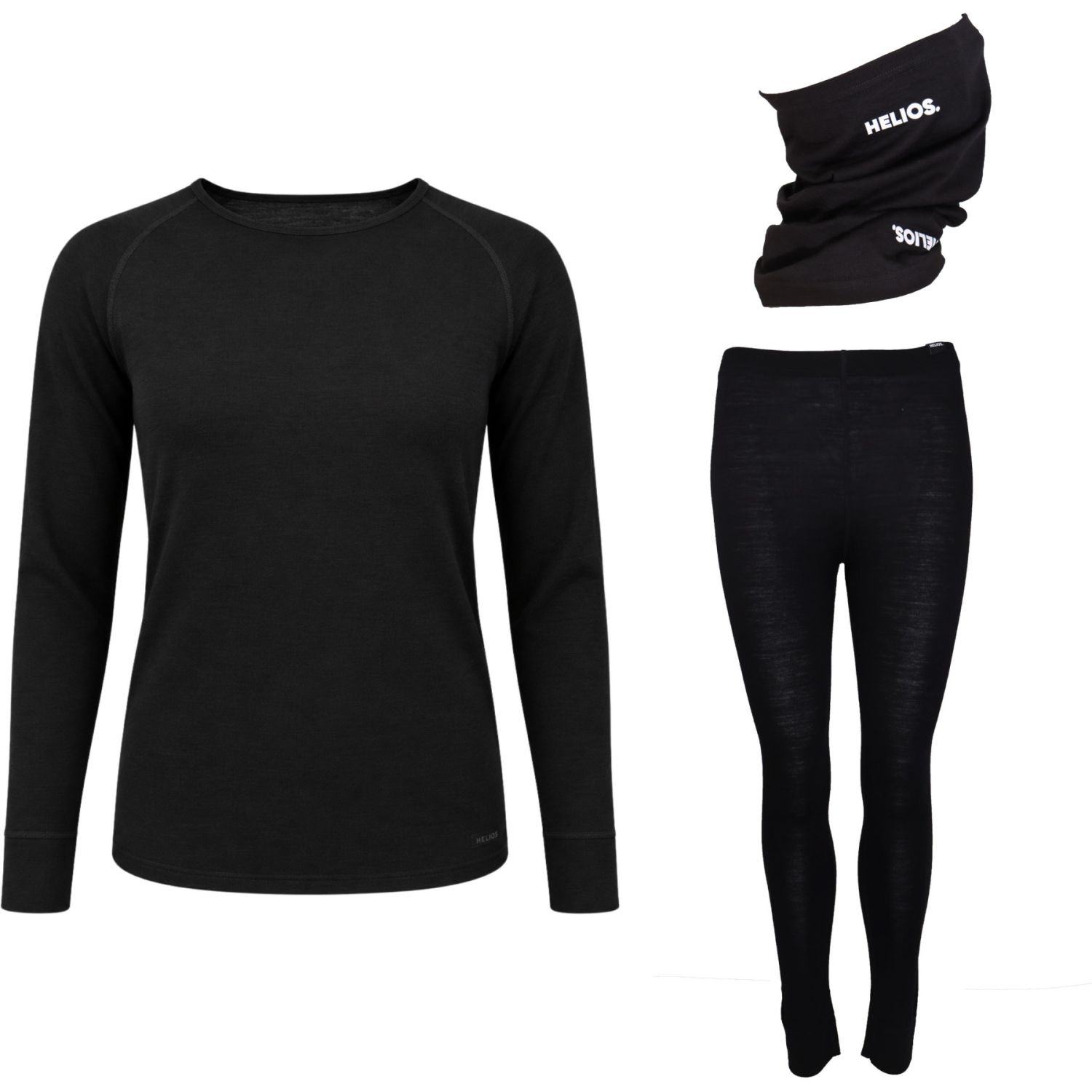 Helios Merino One, sæt + halsedisse, dame, sort