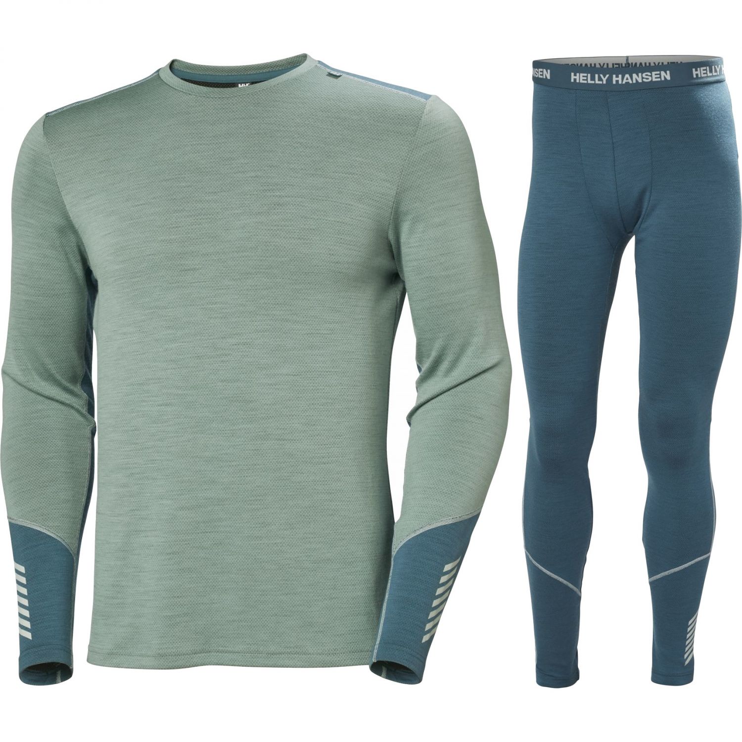 Helly Hansen Lifa Midweight Merino Crew, ensemble, hommes, cactus/turquoise foncé