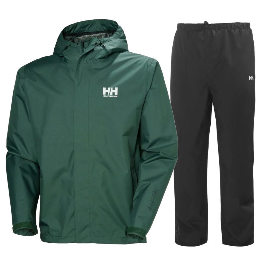 Helly Hansen Moss regnsæt, homme, vert foncé/sort