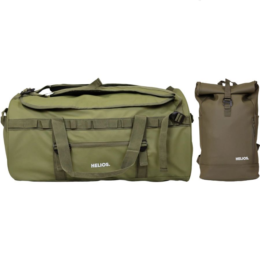 Helios Adventure Duffel Bag, 60L + Helios Urban, reppu, 26L, vihreä