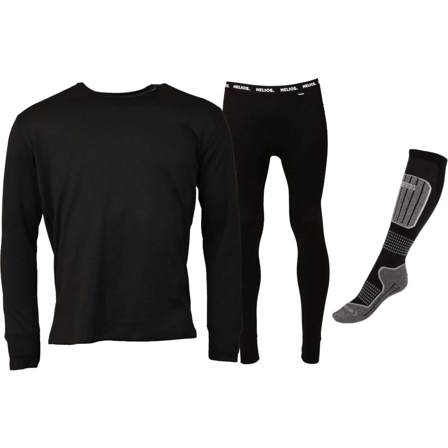 Helios Essential skiundertøj + 1 par Accezzi merino skisokker, Black, Herre
