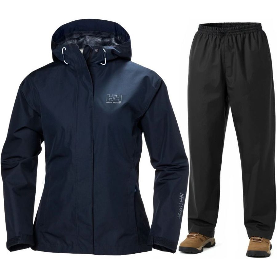 Helly Hansen Seven J/HH Rain, regenpak, dames, donkerblauw/zwart