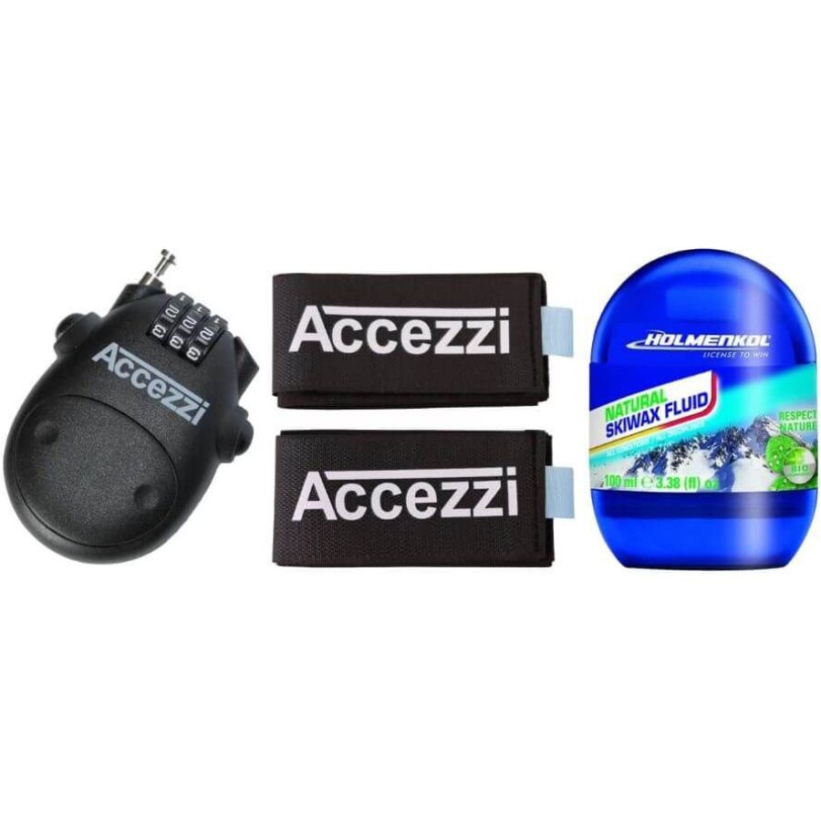 Accezzi skilås + skiclips + skivoks sæt, unisex, sort