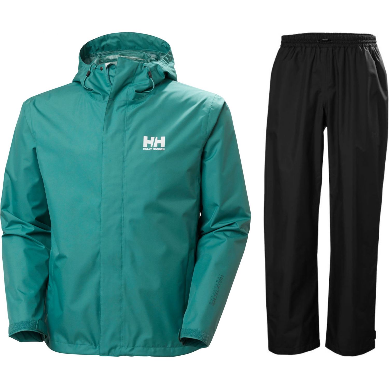 Helly Hansen HH Rain/Seven J -sadetakki, miesten, musta/vihreä