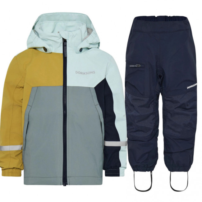 Didriksons Pilvi/Dusk regnsæt, junior, gul/blå