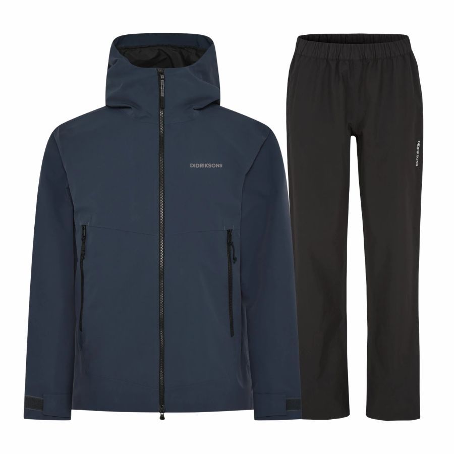 Didriksons Nordic/Biak Regenanzug, Herren, schwarz/Sleepy Blue