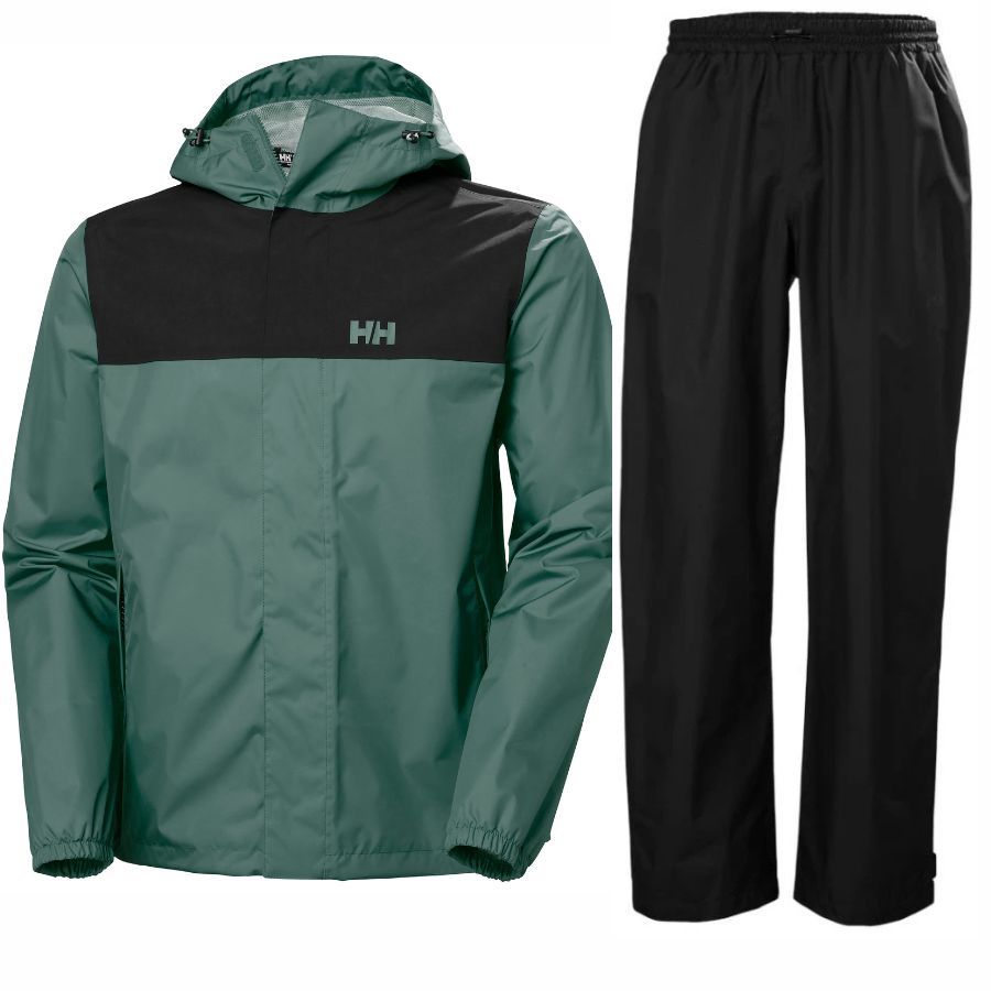Helly Hansen HH Rain/Vancouver regnsett, herre, svart/grønn