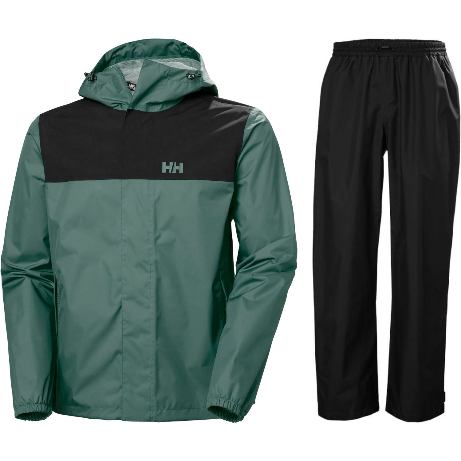 Helly Hansen HH Rain/Vancouver -sadesetti, miehille, musta/vihreä