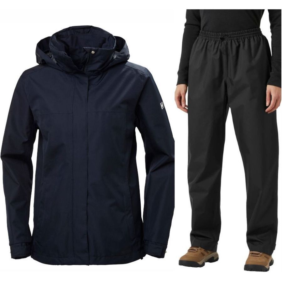 Helly Hansen HH Rain/Aden regnställ, dam, svart/blå - SEK 1.866 hos AktivVinter.se