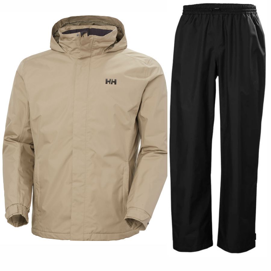 Helly Hansen HH Rain/Dubliner Insulated regnsett, herre, svart/beige