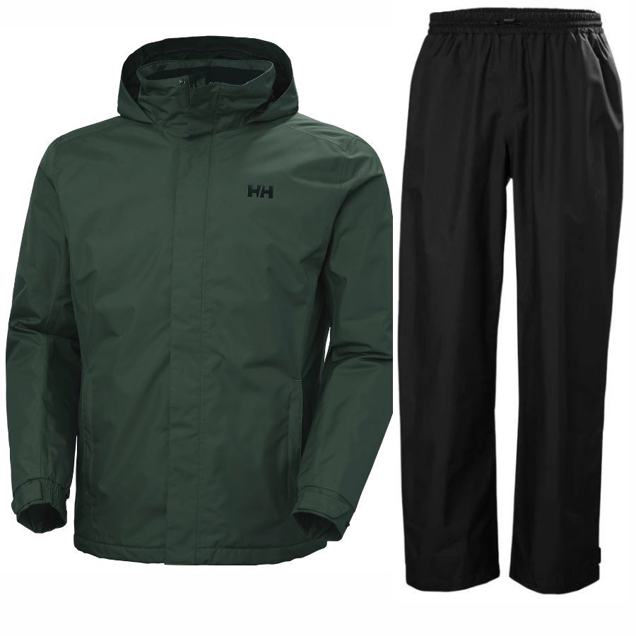 Helly Hansen HH Rain/Dubliner Insulated regnsett, herre, svart/grønn