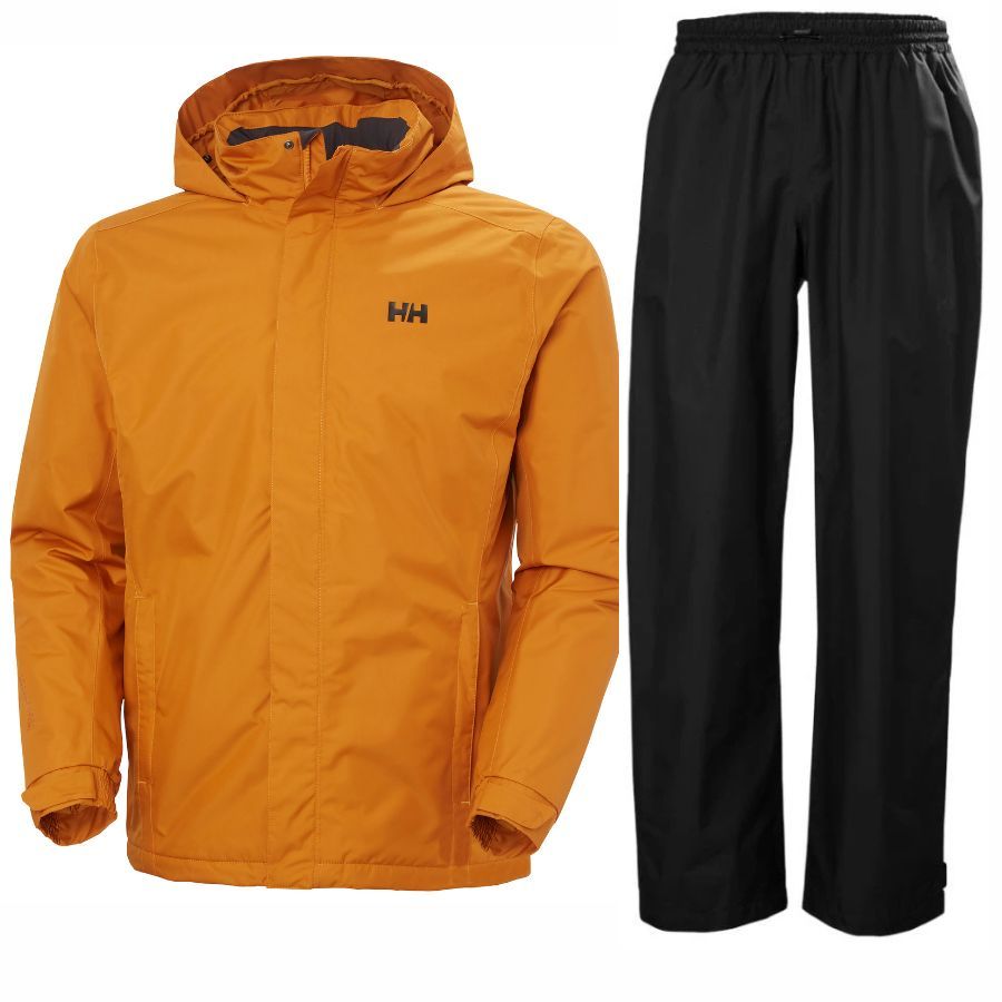 Helly Hansen HH Rain/Dubliner Insulated regnsett, herre, svart/gul