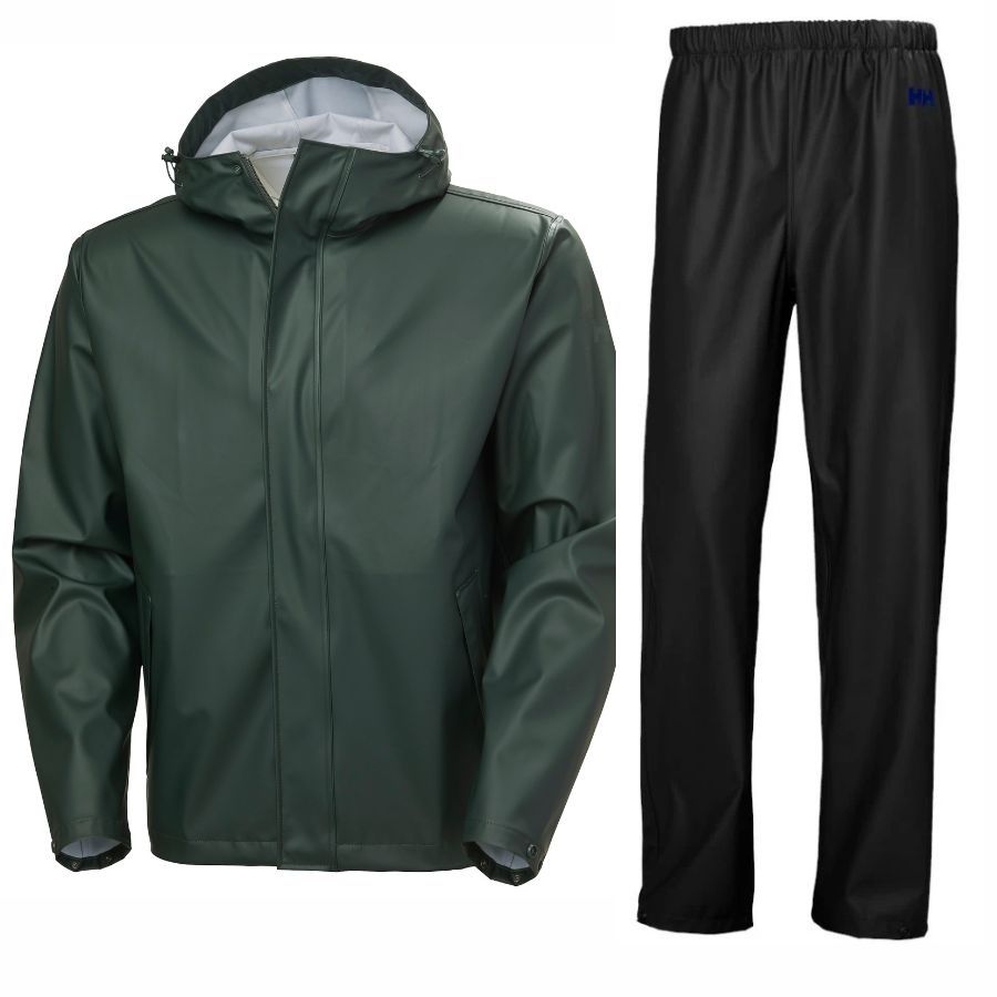 Helly Hansen Moss Pant/Jacket regnsæt, herre, sort/grøn