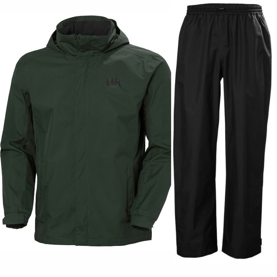 Helly Hansen HH Rain/Dubliner regnsett, herre, svart/grønn