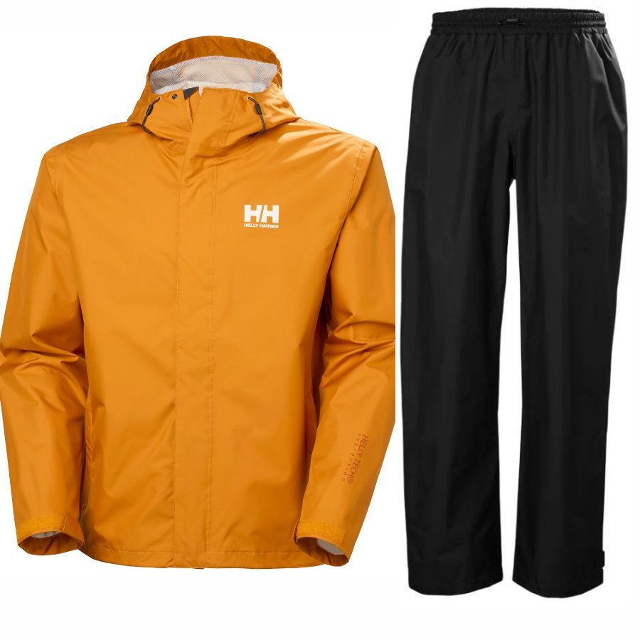 Helly Hansen HH Rain/Seven J regnsett, herre, svart/gul