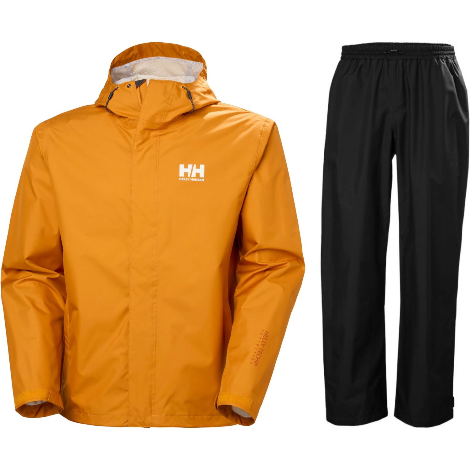 Helly Hansen HH Rain/Seven J -sadesetti, miehille, musta/keltainen