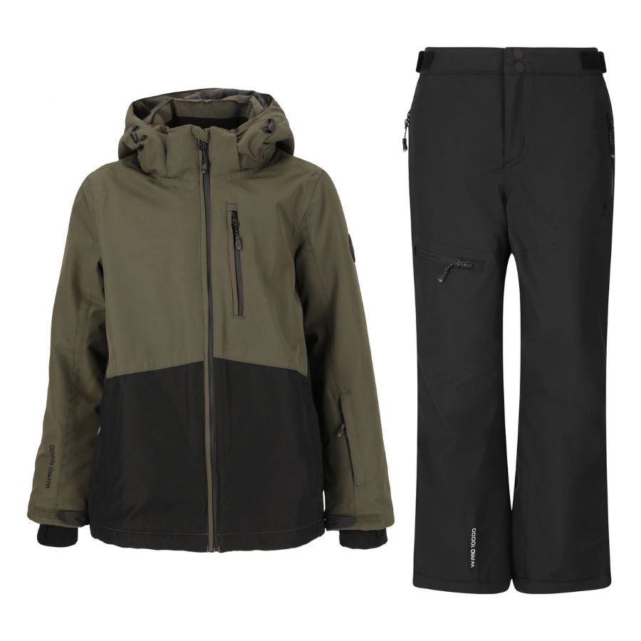 Whistler Drizzle/Rossburg regnsæt, junior, mørkegrøn/sort