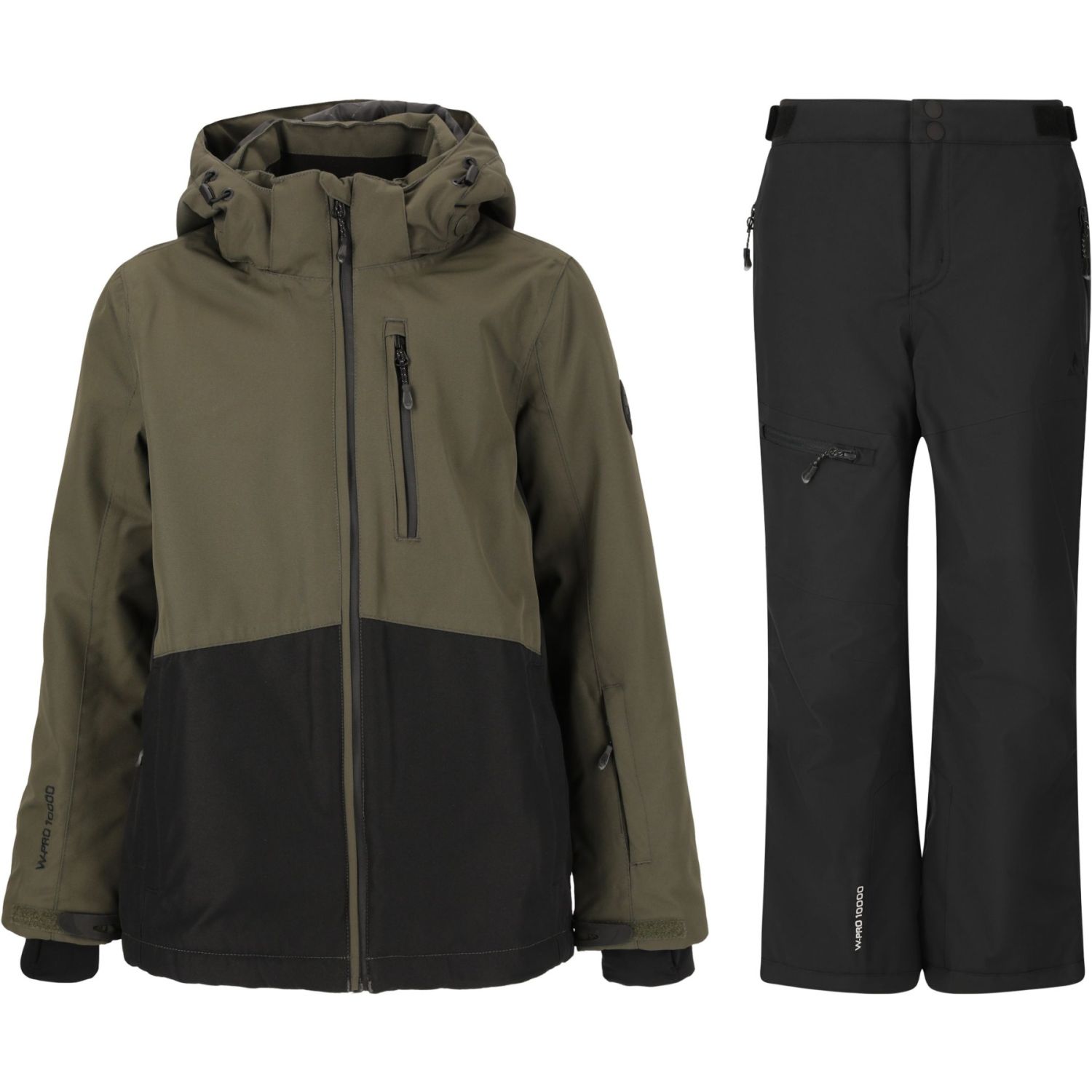 Whistler Drizzle/Rossburg Regenset, Junior, dunkelgrün/schwarz