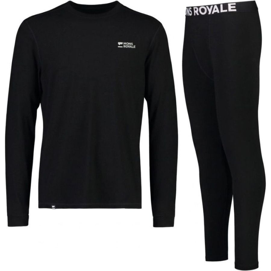 Mons Royale Cascade Merino Base Layer, skiunderbukser, herre, sort