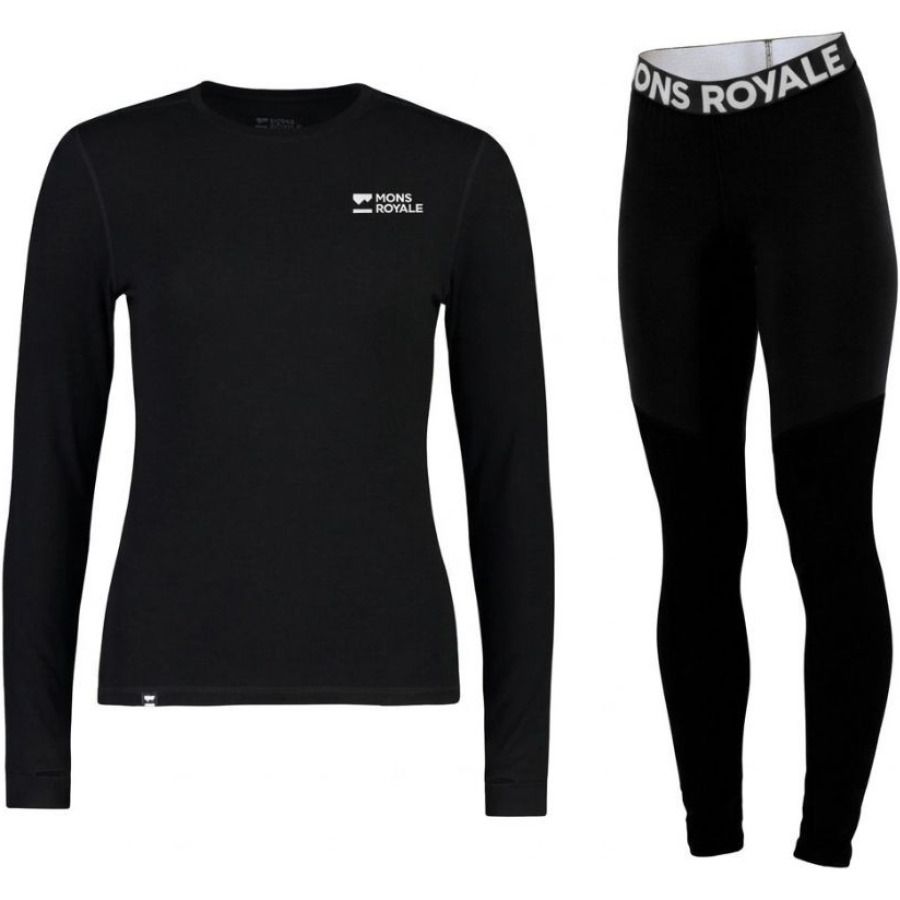 Mons Royale Cascade Merino Base Layer, skiundertrøje, dame, sort