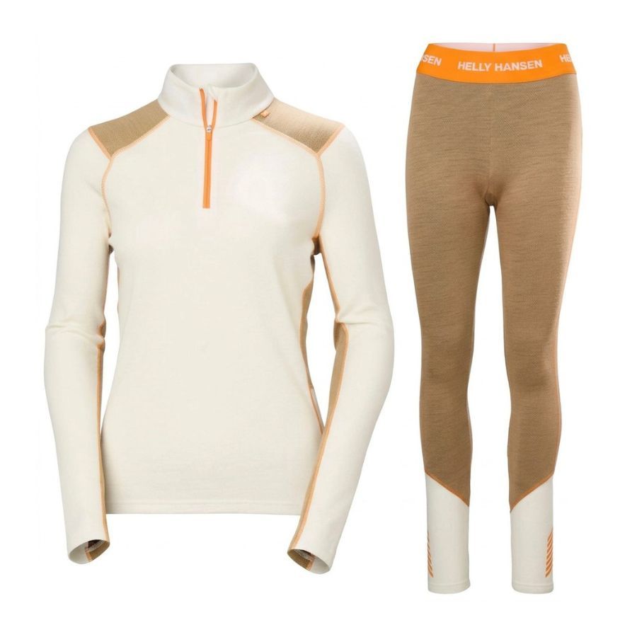 Helly Hansen Lifa Merino Midweight 1/2 Zip Sæt, dame, hvid/brun