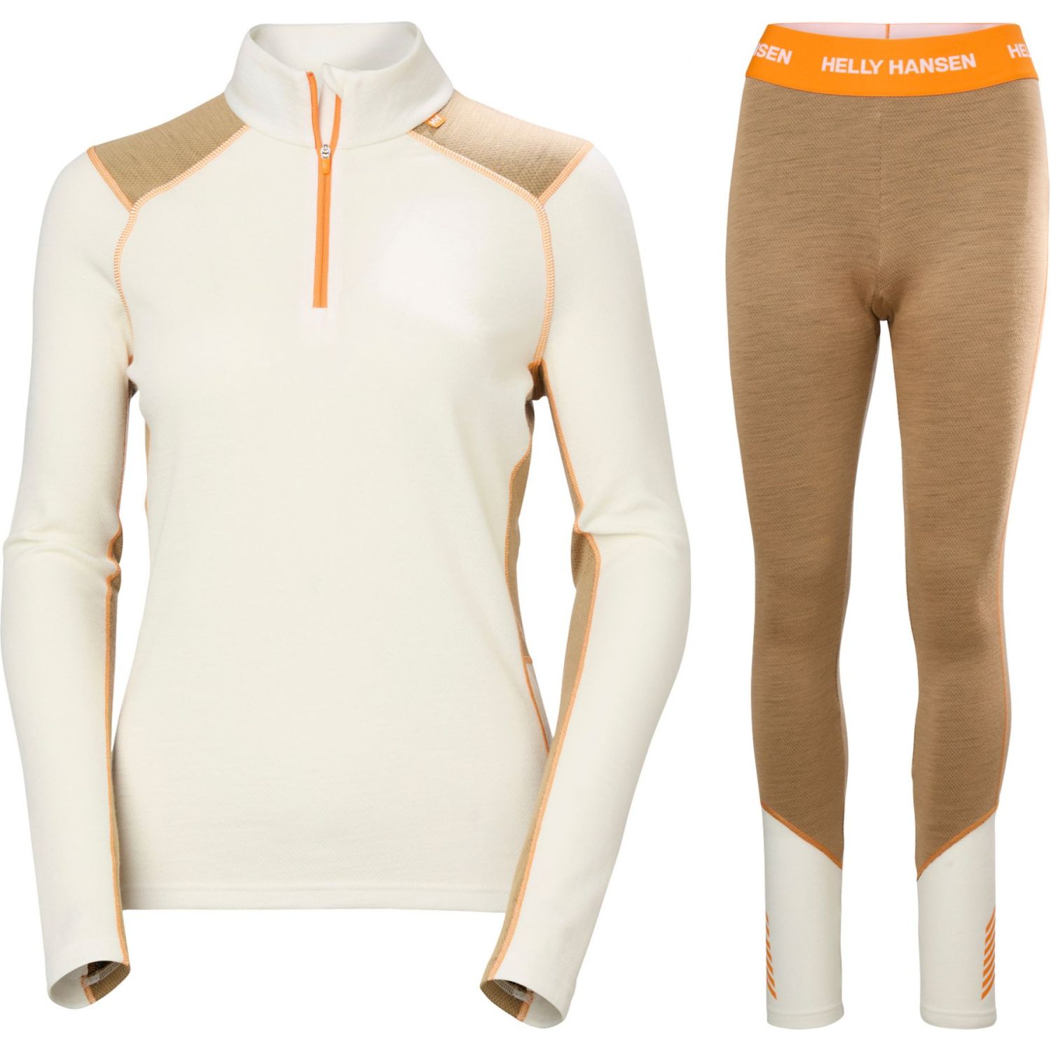 Helly Hansen Lifa Merino Midweight 1/2 Zip Sæt, dame, hvid/brun