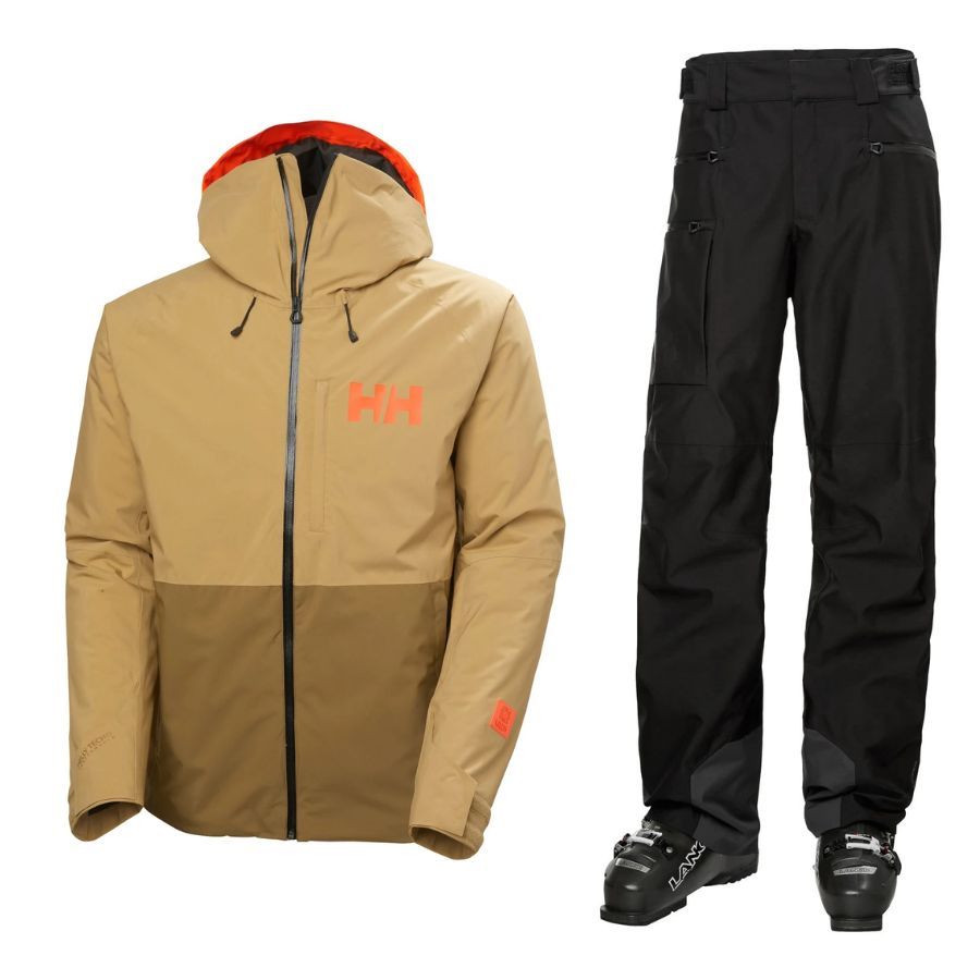 Helly Hansen Powderface Skiset, Herren, beige/sort