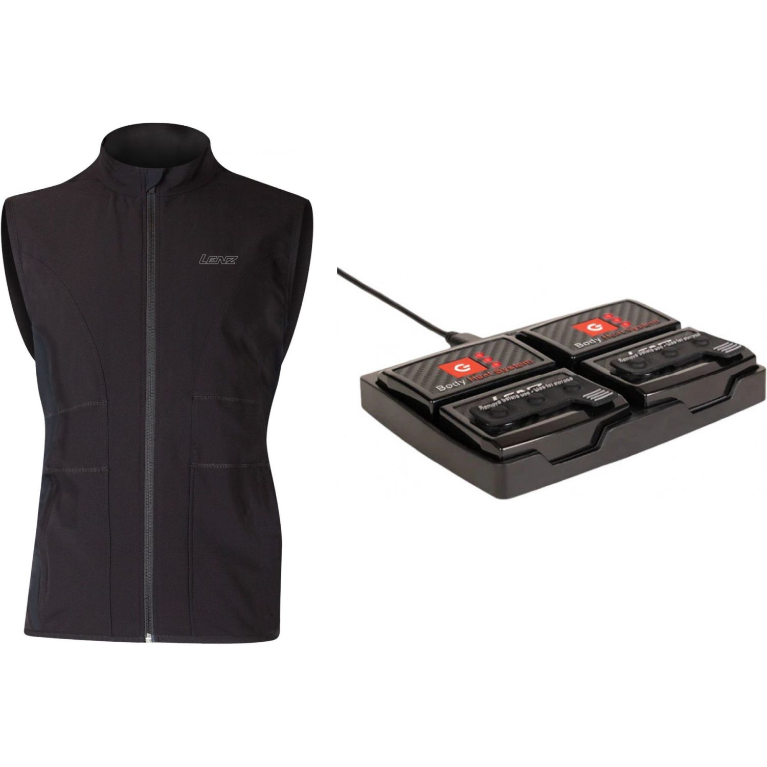 Lenz Heat Vest 1.0 + rcB 2000 batterisæt, herre, sort