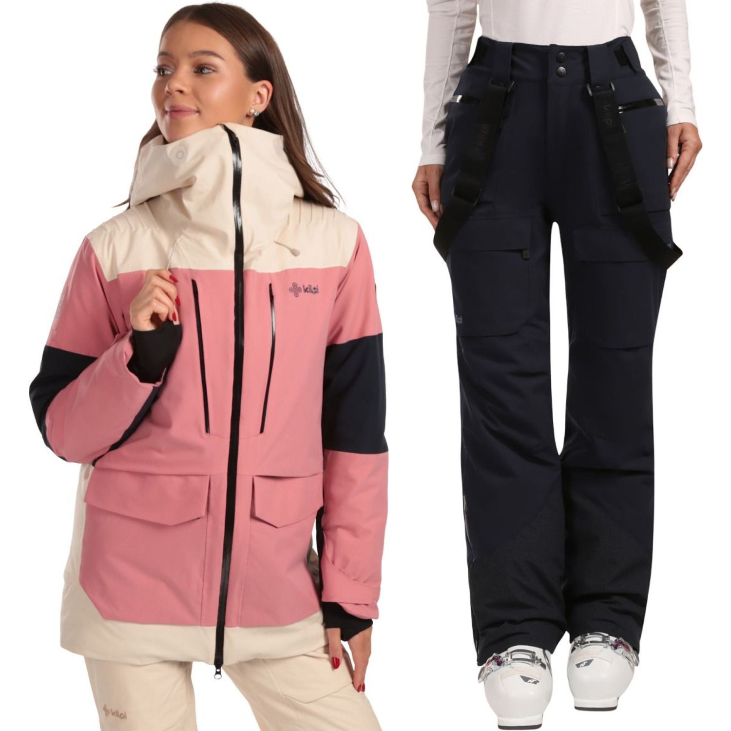 Kilpi Teen Skiset, dames, koraal/grijs