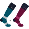 Salomon All Round ski sock, 2 par, blå/rød