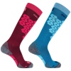 Salomon S/Access skistrømper, 2-pak, beet red/enamel blue