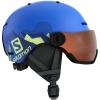 Salomon Grom Visor, skihjelm med visir, pop blue mat