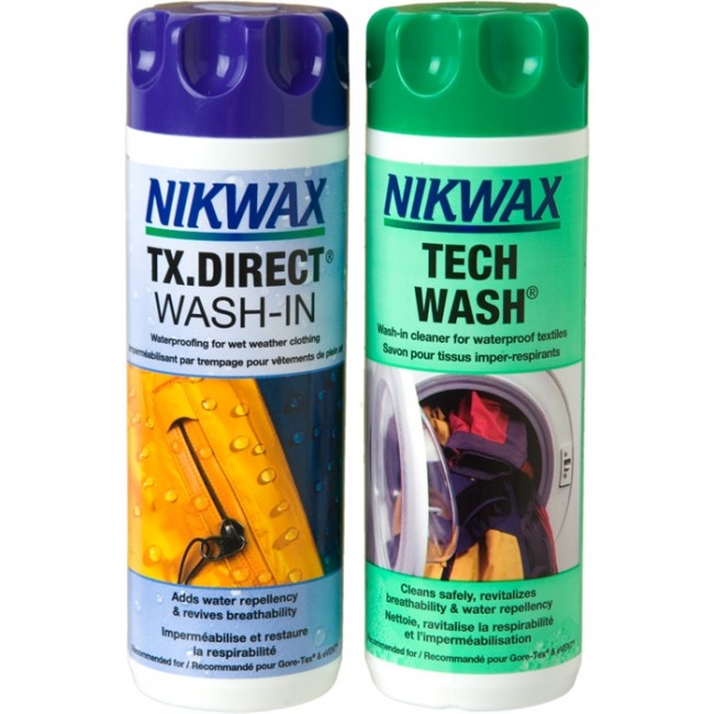 Brug Nikwax Tech Wash + TX Direct Wash-In, 2x300ml til en forbedret oplevelse