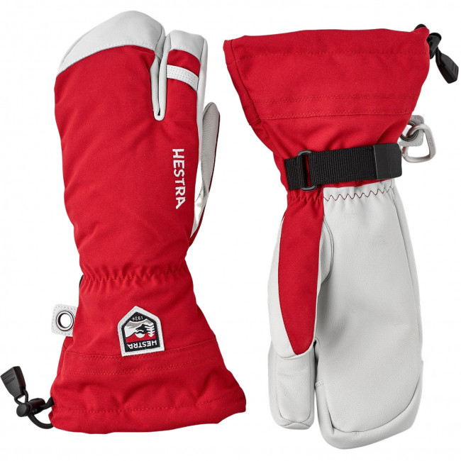 Brug Hestra Army Leather Heli Ski, 3-finger skihandsker, rød til en forbedret oplevelse