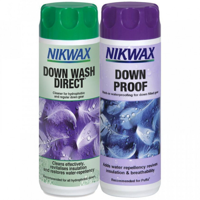 Brug Nikwax Down Wash + Down Proof, 2x300 ml til en forbedret oplevelse